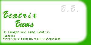 beatrix bums business card